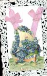 Vintage Postcard Fantasy Brodee Flowers Boat