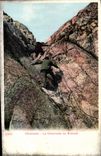 Vintage Postcard Chamonix Alpinism the chimney of Brevent