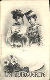 Vintage Postcard Fantasy Language of the Flowers Woman the Militaria daisy
