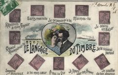 CPA Fantaisie Langage du timbre Semeuse 10c 