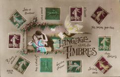 CPA Fantaisie Langage des timbres 