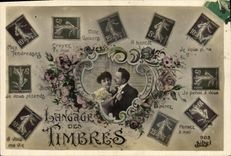 CPA Fantaisie Langage des timbres 
