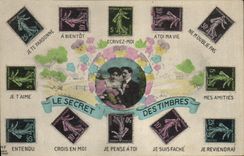 CPA Fantaisie Langage des timbres Type Semeuse 10c 