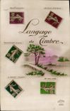 CPA Fantaisie Langage du timbre Semeuse 