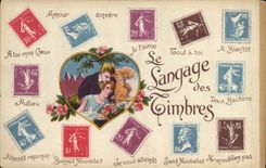 CPA Fantaisie Langage des timbres 