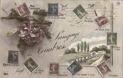 CPA Fantaisie Langage des timbres Semeuse 