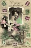CPA Fantaisie Langage des timbres Semeuse 