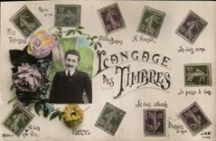 CPA Fantaisie Langage des Timbres Semeuse 