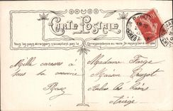 CPA Fantaisie Langage des Timbres Femme 