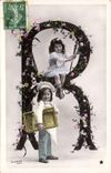 CPA Fantaisie Enfants Lettres Lettre R 
