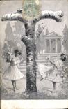 Vintage Postcard Fantasy Woman Letters Letter T