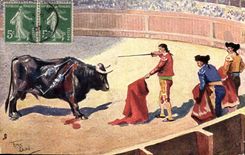 Postal Corrida Corrida de toros Preparing fuero the end