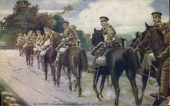 CPA Militaria Hussards anglais allant au front