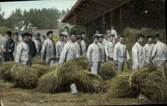 Vintage Postcard Militaria Artillery Distribution of straw