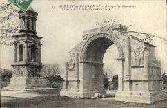 Vintage Postcard St Remy of Provence Antiquites Roman Cachet Cinema Eden Places Republic