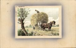 CPA Fantaisie Moissons Cheval 