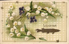 Vintage Postcard Fantasy Flowers Poisson April 1st Lily of the valley