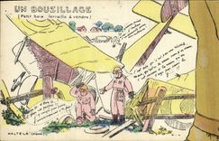 CPA Puzzle Militaria Un bouzillage Avion Aviation 