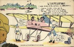 CPA Puzzle Militaria L'initiation Avion Aviation 