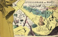 CPA Puzzle Militaria Atterrissage en foret Avion Aviation 