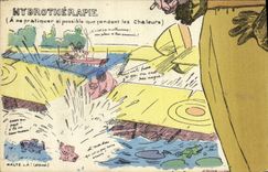 CPA Puzzle Militaria Hydrotherapie Avion Aviation 