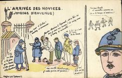 CPA Puzzle Militaria L'arrivee des novices Joyeuse bienvenue 