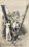 Vintage Postcard Fantasy Woman Letters Letter V