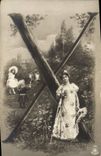 Vintage Postcard Fantasy Woman Letters Letter X