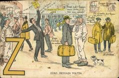 Vintage Postcard Fantasy Militaria Letters Letter Z