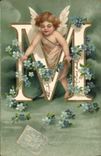 CPA Fantaisie Ange Lettres Lettre M 