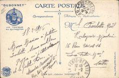 Vintage Postcard Militaria London Buses on the Dubonnet face