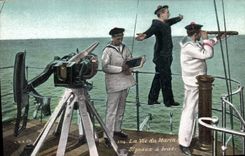 CPA Militaria La vie du marin Signaux a bras