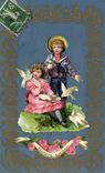 Vintage Postcard Fantasy Flowers Children Doves