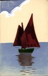 Vintage Postcard Fantasy Fishing boat (baize)