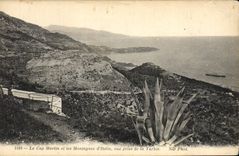 Vintage Postcard the Cape Martin and mountains of Italy seen taken of Turbie