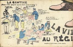 Vintage Postcard Militaria Puzzle the canteen