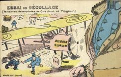 CPA Puzzle Militaria Essai de decollage Aviation Avion 