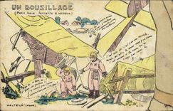 CPA Puzzle Militaria Un bouzillage Petit bois ferraille a vendre Aviation Avion 