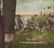 Vintage Postcard Militaria Puzzle pointing of a part of 75mm Canon