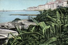 Vintage Postcard Chin Aloe in front of the city