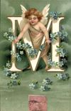 CPA Fantaisie Ange Lettres Lettre M