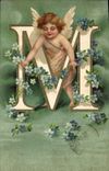 CPA Fantaisie Ange Lettres Lettre M