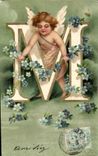CPA Fantaisie Ange Lettres Lettre M