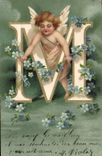 CPA Fantaisie Ange Lettres Lettre M