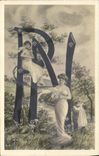 Vintage Postcard Fantasy Woman Letters Letter P NR