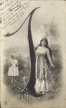 Vintage Postcard Fantaisie Woman Figures Quantifies 1