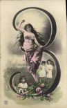 Vintage Postcard Fantaisie Woman Figures Quantifies 3