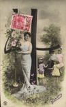 Vintage Postcard Fantaisie Woman Figures Quantifies 4