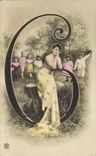 Vintage Postcard Fantaisie Woman Figures Quantifies 6