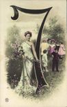 Vintage Postcard Fantaisie Woman Figures Quantifies 7